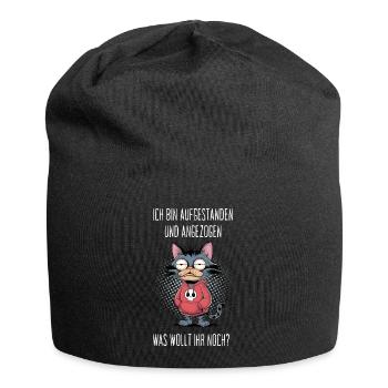 I got up and dressed cat humor - Jersey Beanie - black - Front