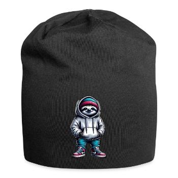 Cooler Faultier Mit Hoodie Und Sneakern - Jersey-Beanie - Schwarz - Vorne