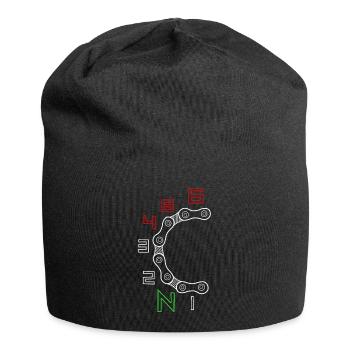 Motif de chaîne d’engrenage circulaire - Bonnet en jersey - noir - Devant