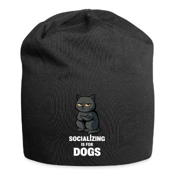Sozialisierung ist für Hunde – unsoziale Katzenstimmung - Jersey-Beanie - Schwarz - Vorne