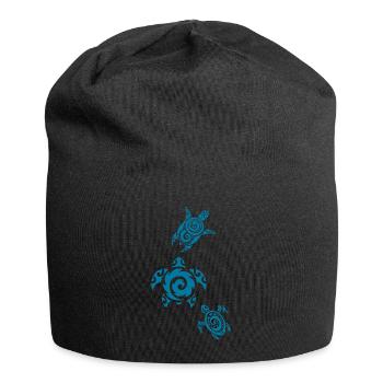 Three blue sea turtles - Jersey Beanie - black - Front