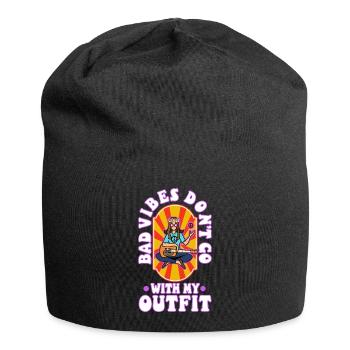 Bad vibes don’t go with my outfit - Jersey-Beanie - Schwarz - Vorne