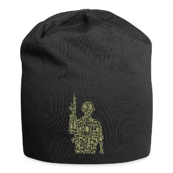 Silhouette de soldat en équipement militaire - Bonnet en jersey - noir - Devant
