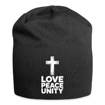 Liebe Frieden Einheit Kreuz Spiritualität - Jersey-Beanie - Schwarz - Vorne