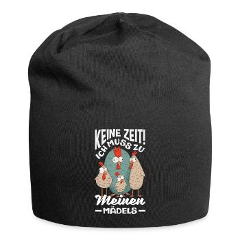 Keine Zeit! Ich muss zu meinen Mädels – Hühner - Jersey-Beanie - Schwarz - Vorne