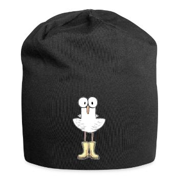 Möwe mit Gummistiefel - Das perfekte Gesche Lustig - Jersey-Beanie - Schwarz - Vorne