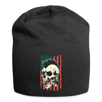 Punk Schädel auf US-Flagge - Jersey-Beanie - Schwarz - Vorne