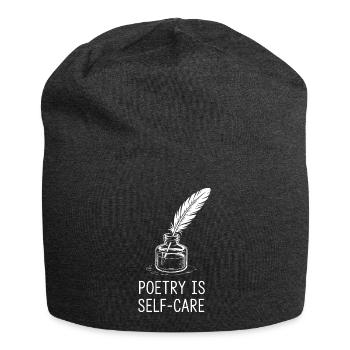 Poesie als Selbstfürsorge - Jersey-Beanie - Anthrazit - Vorne