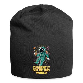 Astronaut mit Kaffee im Weltall - Jersey-Beanie - Schwarz - Vorne