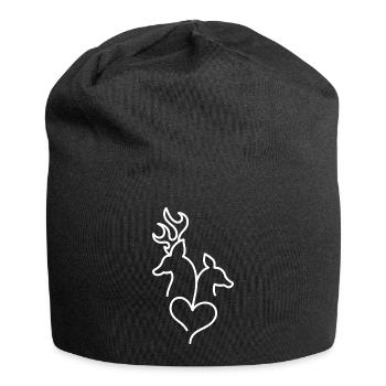 Deer and roe deer with heart - Jersey Beanie - black - Front