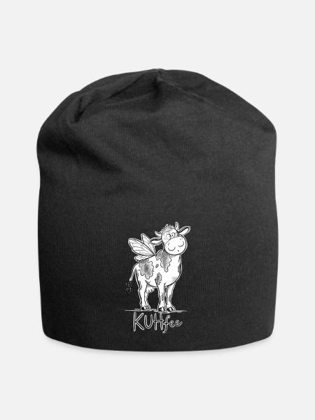 Kuhfee Kuh Fee Wortspiel Bauernhof Fantasy Humor - Jersey-Beanie - Schwarz