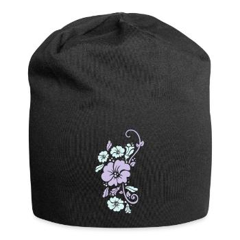 floral - Bonnet en jersey - noir - Devant