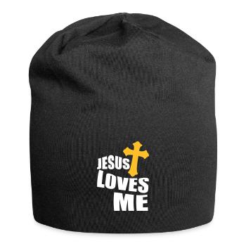 Jesus liebt mich - Jersey-Beanie - Schwarz - Vorne