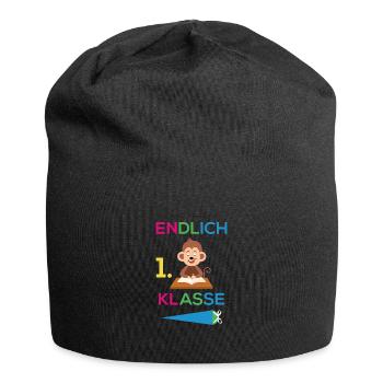 Einschulung 1. Klasse Affe Schule - Jersey-Beanie - Schwarz - Vorne