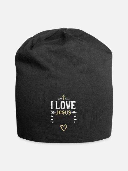 Ik hou van Jezus - Jezus - Jersey-Beanie - zwart