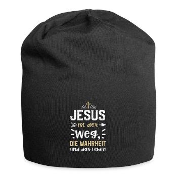 Jesus ist der Weg, die Wahrheit... - Jersey-Beanie - Schwarz - Vorne