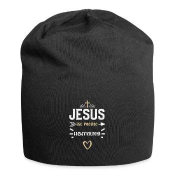Jesus ist meine Hoffnung - Jesus - Jersey-Beanie - Schwarz - Vorne
