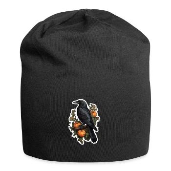 Corbeau sur buisson de citrouille Halloween - Bonnet en jersey - noir - Devant