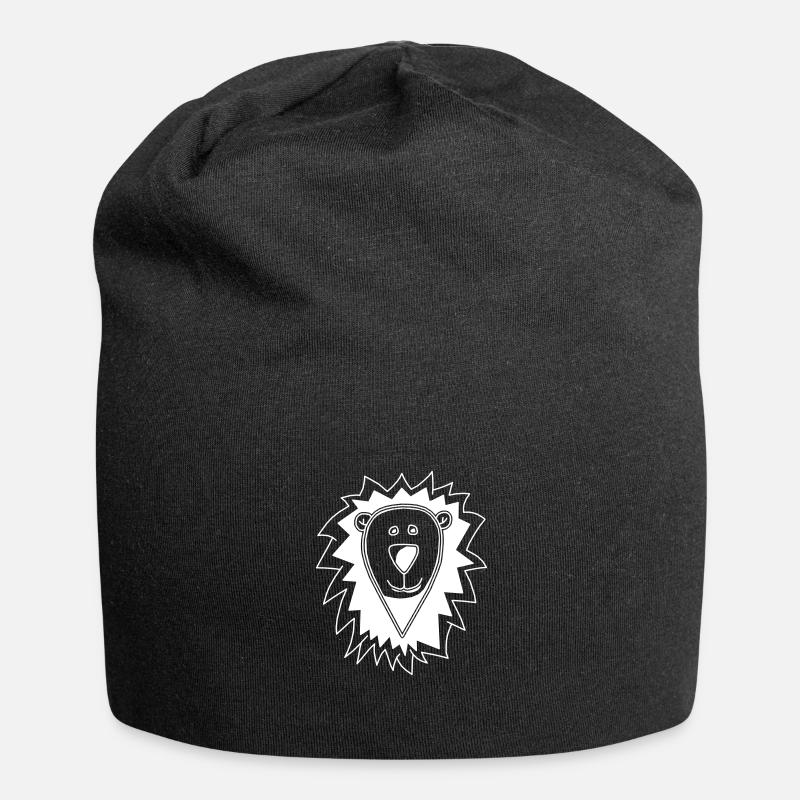 Lion en blanc - Bonnet en jersey - noir