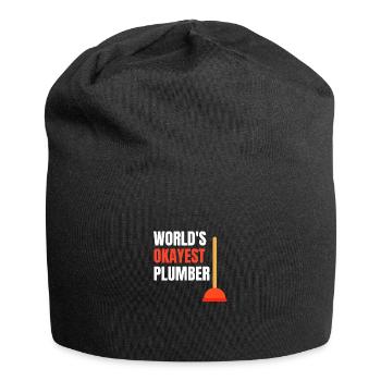 Funny Plumber Outfit Plunger Worlds Best Okayest - Jersey Beanie - black - Front