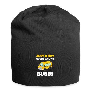 Nur ein Junge, der Busse liebt Geburtstagsgelbe Schule - Jersey-Beanie - Schwarz - Vorne