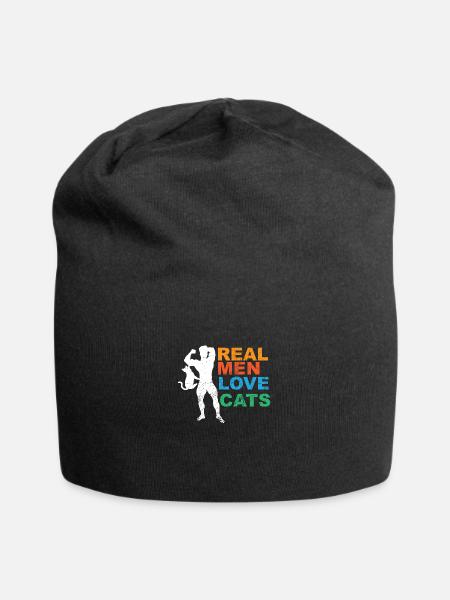 Katzen Katze Kätzchen Katzenpapa Süß Vatertag - Jersey-Beanie - Schwarz