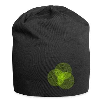 Drei Kreise Moire - Jersey-Beanie - Schwarz - Vorne
