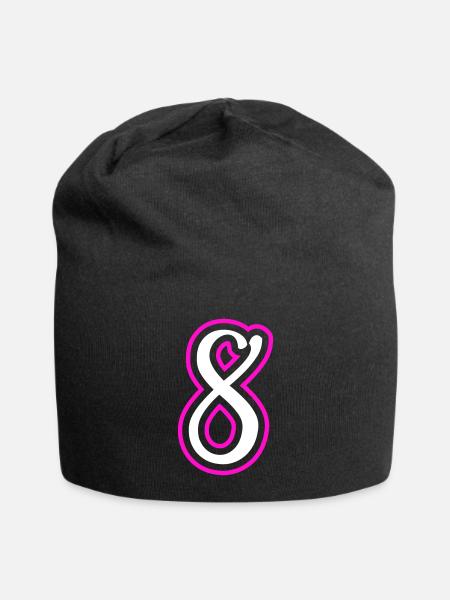 8 Zahl nummer - Jersey-Beanie - Schwarz