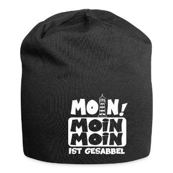Moin Moin ist Gesabbel Leuchtturm Wellen Meer - Jersey-Beanie - Schwarz - Vorne
