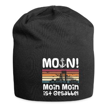 Moin Moin ist gesabbel Retro Hamburg Skyline Hafen - Jersey-Beanie - Schwarz - Vorne
