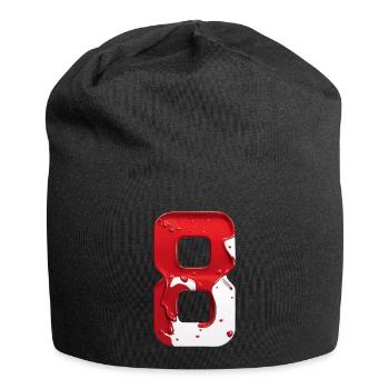 NR. 8 NUMMER 8 ROT WEIß 8. GEBURTSTAG - Jersey-Beanie - Schwarz - Vorne