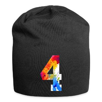 NUMMER 4 JAHRE 4. GEBURTSTAG - Jersey-Beanie - Schwarz - Vorne