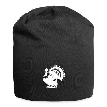 Lustiges Federvieh Truthahn gewaltiges Gefieder - Jersey-Beanie - Schwarz - Vorne