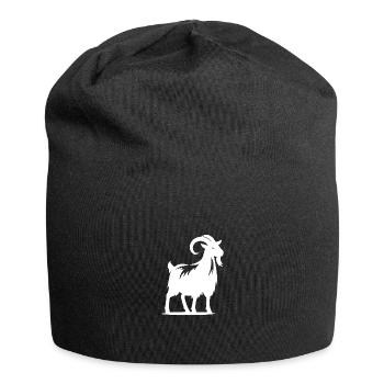 Ziegenbock mit Hörnern Porträt - Jersey-Beanie - Schwarz - Vorne