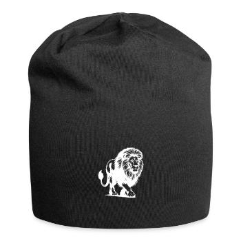 Puissant grand chat lion avec crinière - Bonnet en jersey - noir - Devant