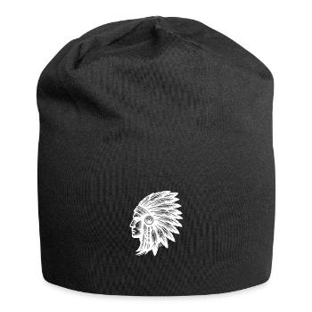Erfahrener Krieger trägt Federschmuck mit Stolz - Jersey-Beanie - Schwarz - Vorne
