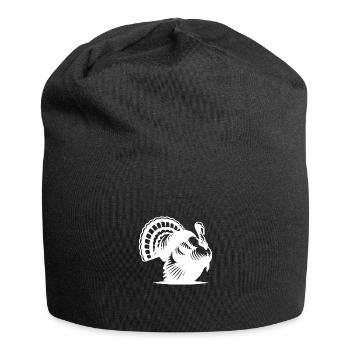 Riesiger fetter Truthahn mit Gefieder Federn - Jersey-Beanie - Schwarz - Vorne