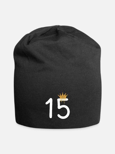 15 - Jersey-Beanie - Schwarz