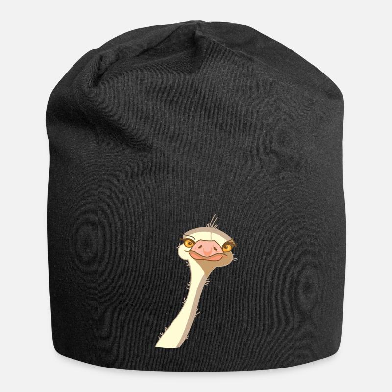 Vogel Strauß Lustig (b) - Jersey-Beanie - Schwarz