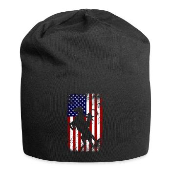 Cheval de drapeau des États-Unis - Bonnet en jersey - noir - Devant