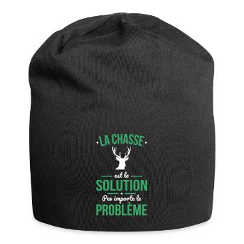 La chasse est la solution peu importe le problème - Bonnet en jersey - noir - Devant