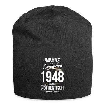 75. Geburtstag - Legenden wurden 1948 - Jersey-Beanie - Anthrazit - Vorne
