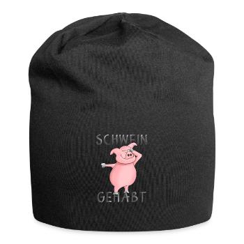 Pig - luck - good luck charm - Jersey Beanie - black - Front
