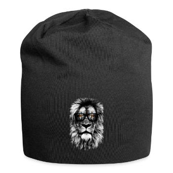 Hipster Lion - Jersey Beanie - black - Front