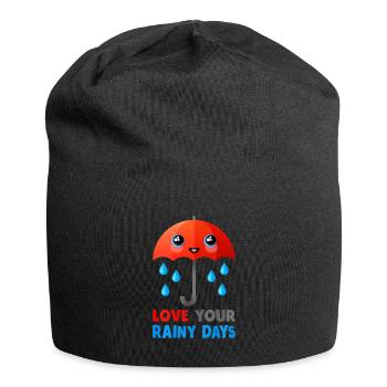 Love Rainy Days (Schirm, Kawaii) - Jersey-Beanie - Schwarz - Vorne