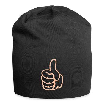 Daumen hoch rechts - Jersey-Beanie - Schwarz - Vorne