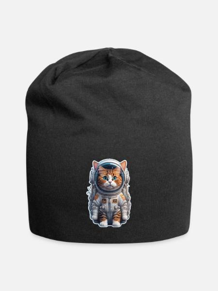 Katze Astronaut - Jersey-Beanie - Schwarz