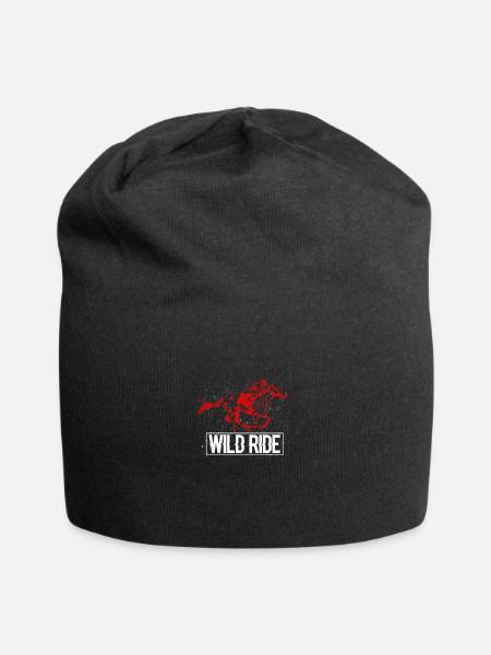 Rotes Rennpferd das galoppiert - Jersey-Beanie - Schwarz