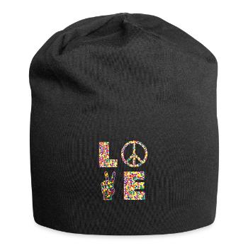 Love PEACE Zeichen - Frienden für die Welt Lvoe - Jersey-Beanie - Schwarz - Vorne