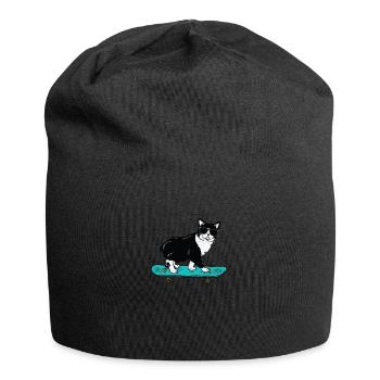 Funny Cat Skateboarding - Bonnet en jersey - noir - Devant